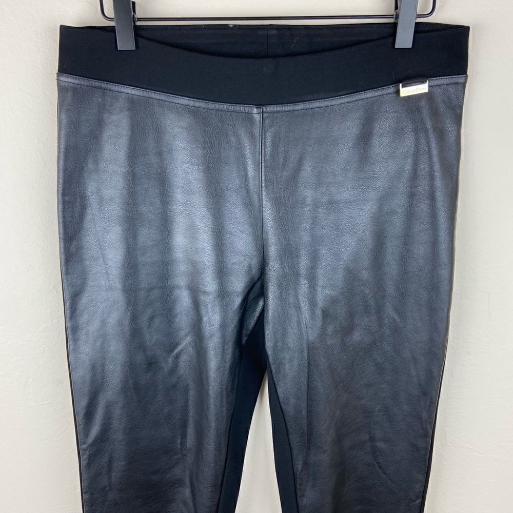 Calvin Klein Faux Leather Front Legging Pants - Picture 4 of 8